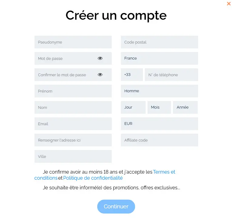 Processus d'inscription PMU.fr Casino